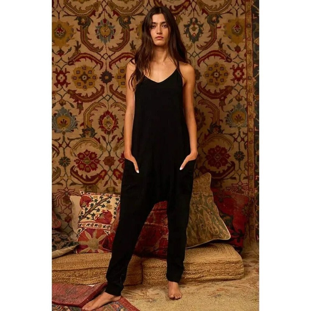 Hot for Harem Drop Crotch Jumpsuit in Black